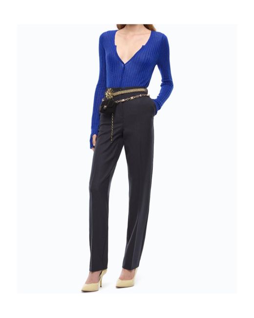 Pinko Blue Stretch Wool-Blend Cigarette Trousers