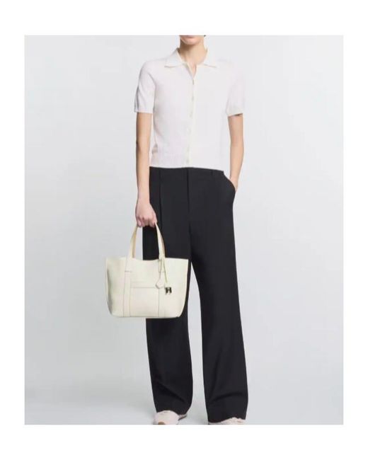 Hogan White Logo Embossed Top Handle Bag