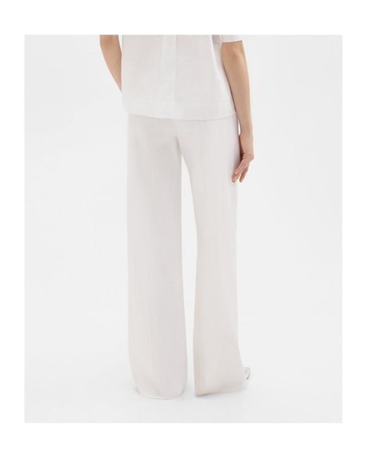 Theory White High-Waist Wide-Leg Pants
