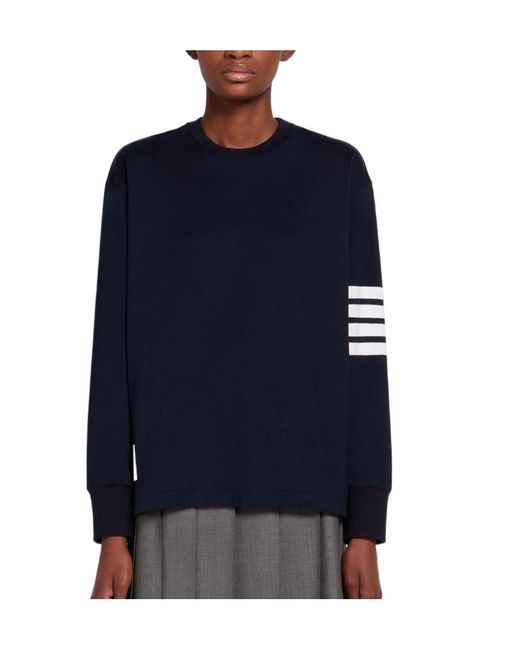 Thom Browne Blue Engineered 4-Bar Long Sleeve T-Shirt