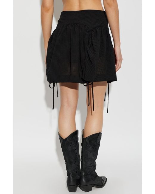 AllSaints Black Tie-Up Detail Midi Skirt