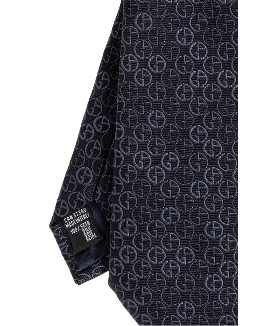 Giorgio Armani Blue Monogram Pattern Tie for men
