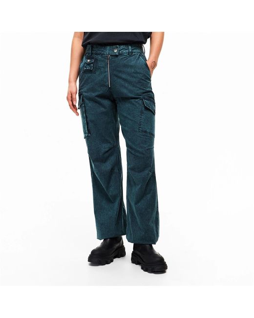 Ganni Blue Cotton Straight Leg Trousers