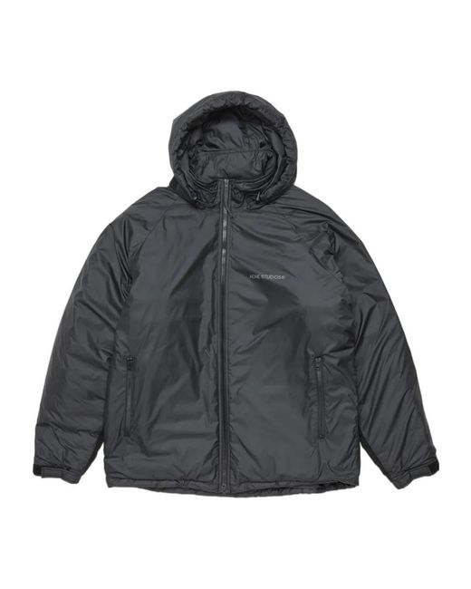 Acne Gray Logo Printed Zipped Downjacket for men
