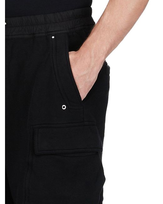 Rick Owens Black Cargobela Drawstring Cargo Shorts for men