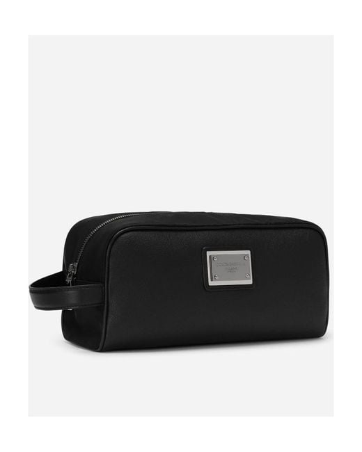 Dolce & Gabbana Black Logo Plaque Toiletry Bag for men
