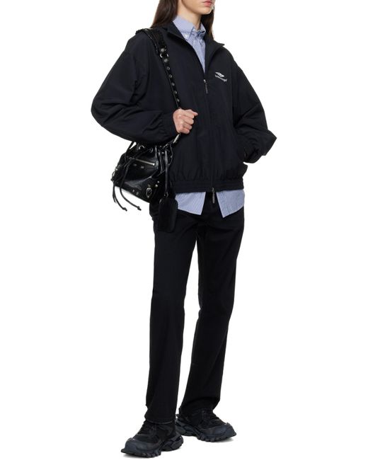 Balenciaga Black Embroidered-Logo Sports Jacket
