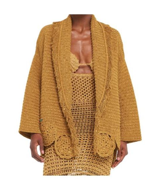 Alanui Brown Island Memories Crochet Cardigan