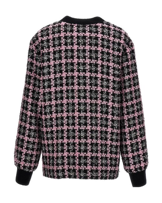 MSGM Black Button Up Tweed Cardigan