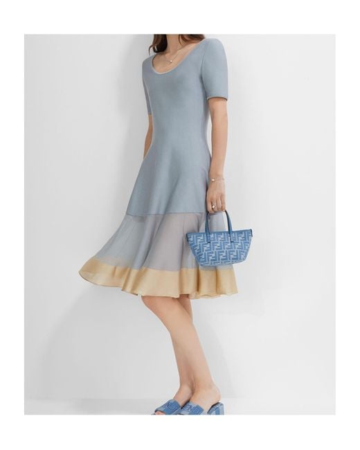 Fendi Blue Roll Ff Jacquard Mini Tote Bag