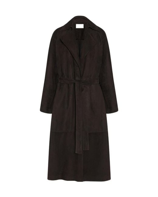 The Row Black Solana Belted Coat