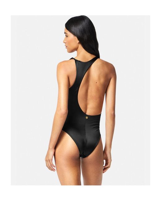 Versace Black Rolled Cut-Out One-Piece Swimsuit