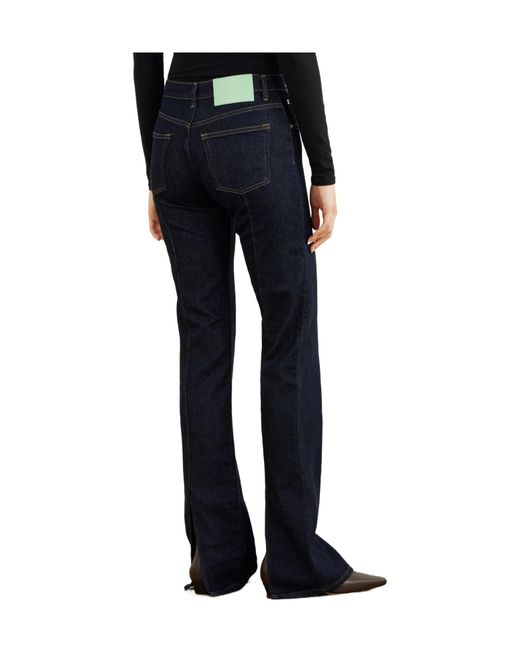Haikure Blue Solid-Color Slim-Leg Jeans