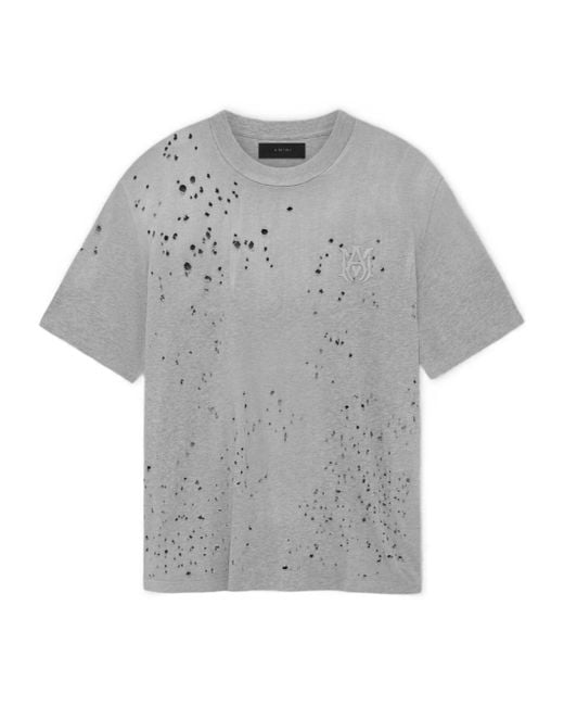 Amiri Gray Ma Shotgun Embroidered T-Shirt for men