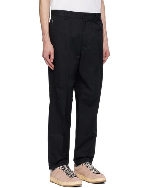 Lanvin Black Tapered-Cut Logo Patch Biker Trousers for men