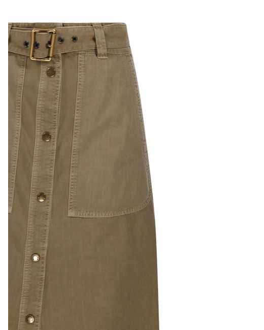 Moncler Natural Belted Knee-Length Skirt