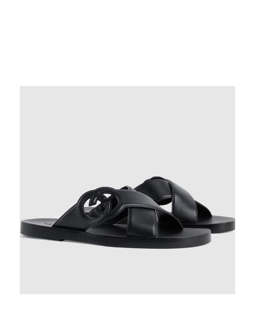 Gucci Multicolor Cut-Out Logo Crossover Strapped Sandals for men