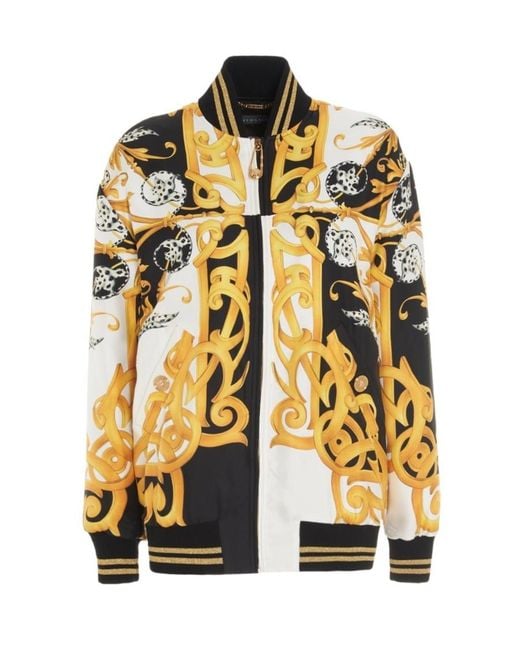 Versace Metallic Acanthus Print Bomber Jacket