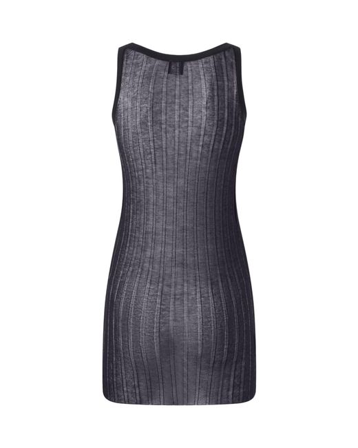 Pinko Blue Long Semi-Sheer Ribbed Vest Top