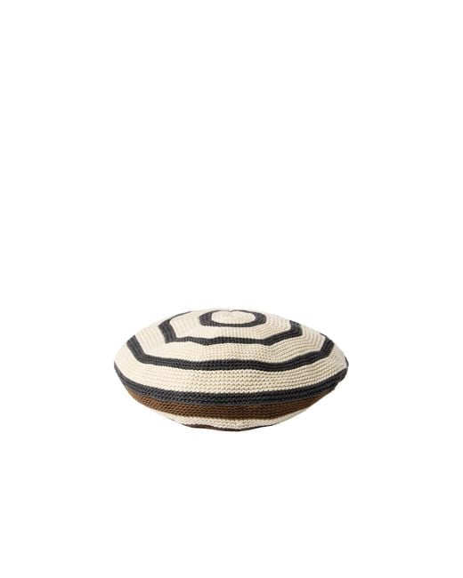 Brunello Cucinelli White Striped Beret