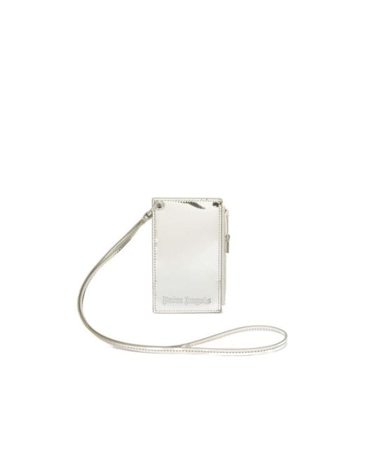 Palm Angels White Logo Debossed Neck Strap Cardholder