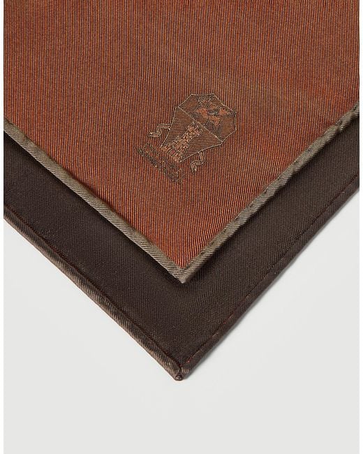Brunello Cucinelli Brown Double-Face Pocket Square for men