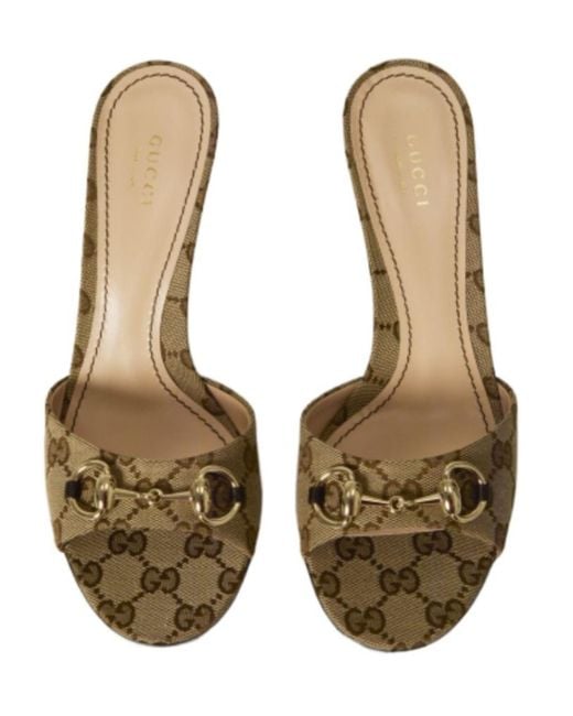 Gucci Natural Horsebit Slide Sandals