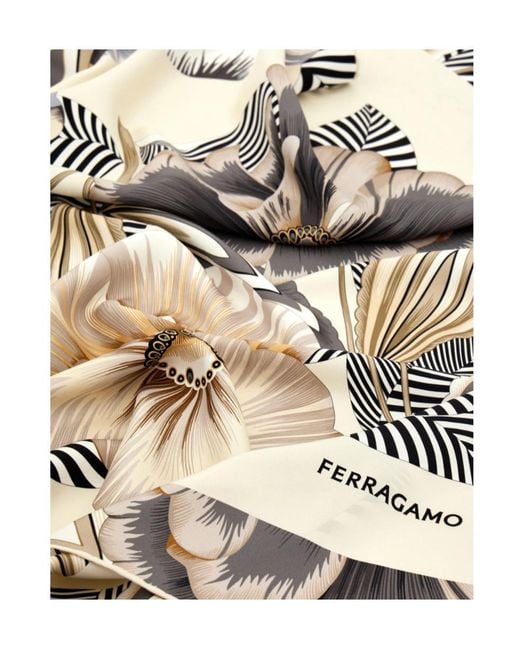 Ferragamo White Ferragamo Eyewear Graphic Floral Scarf