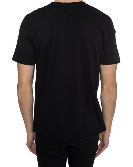 Saint Laurent Black Cotton Pattern Printed Short-Sleeved T-Shirt for men