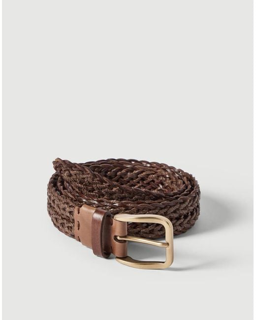 Brunello Cucinelli White Braided Calfskin Belt for men