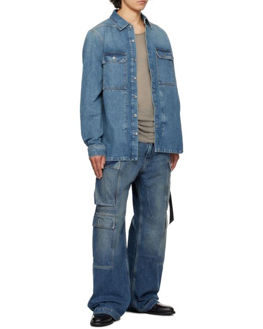 Rick Owens Blue Hollywood Washed Outershirt for men