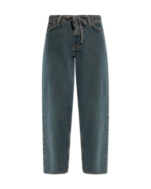 Samsøe & Samsøe Green Denim Trousers With Belt Loops