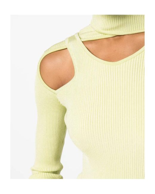 Coperni Yellow Cut-Out Ribbed-Knit Jumper