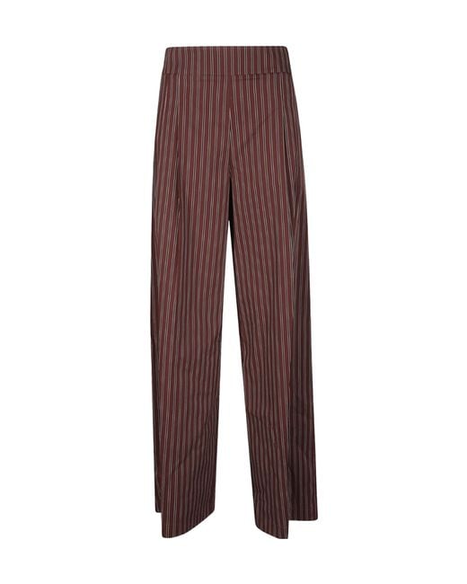 Patrizia Pepe Purple Striped Wide-Leg Trousers