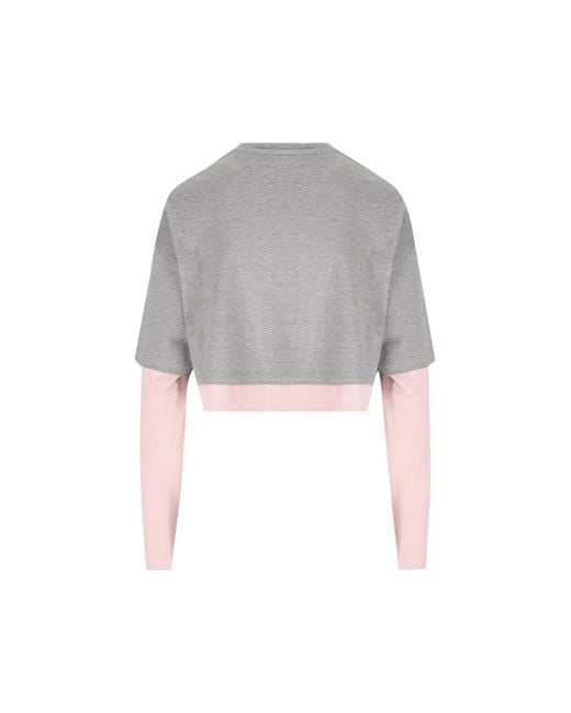 Miu Miu Gray Crew Neck Long-Sleeved Sweatshirt