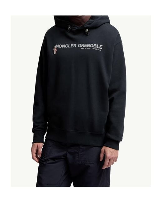 Moncler Blue Grenoble Logo Embroidered Long-Sleeved Hoodie for men