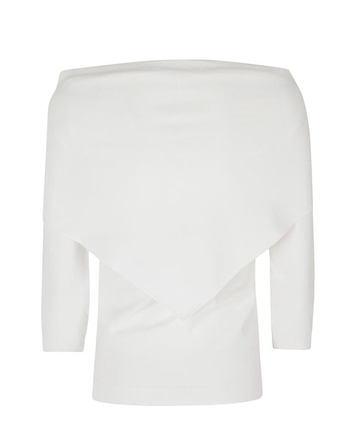 Max Mara White Boat-Neck Knit Top