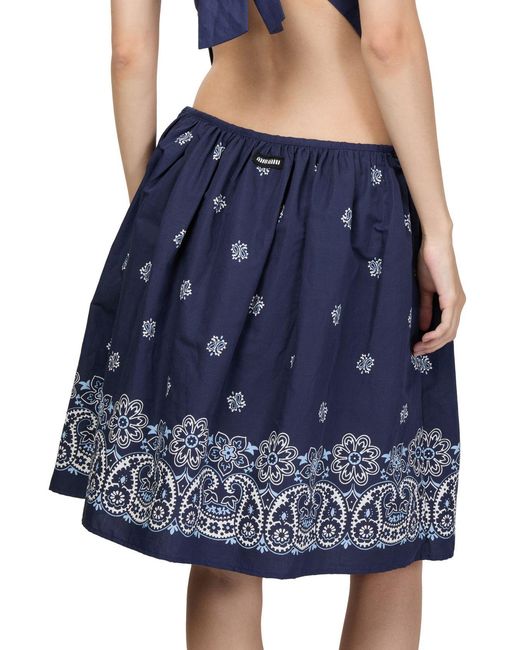 Miu Miu Blue Elastic Waist Skirt