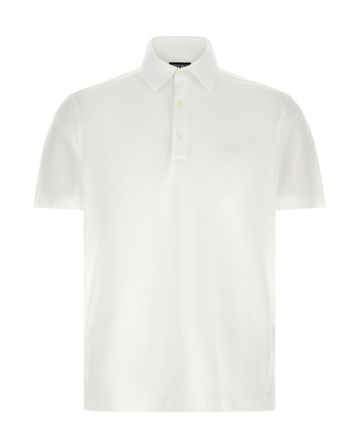 Zegna White Short-Sleeved Buttoned Polo Shirt for men