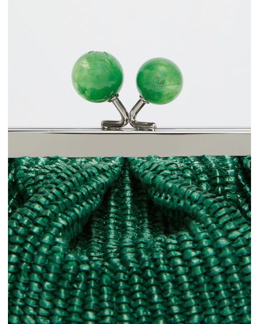 Weekend by Maxmara Green Small Raffia-Effect Pasticcino Bag