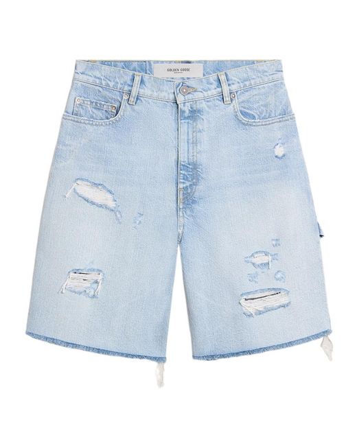 【送料&関税込】Golden Goose Distressed Denim Bermuda Shorts Golden Goose Distressed Denim Bermuda Shorts in Blue | Lyst