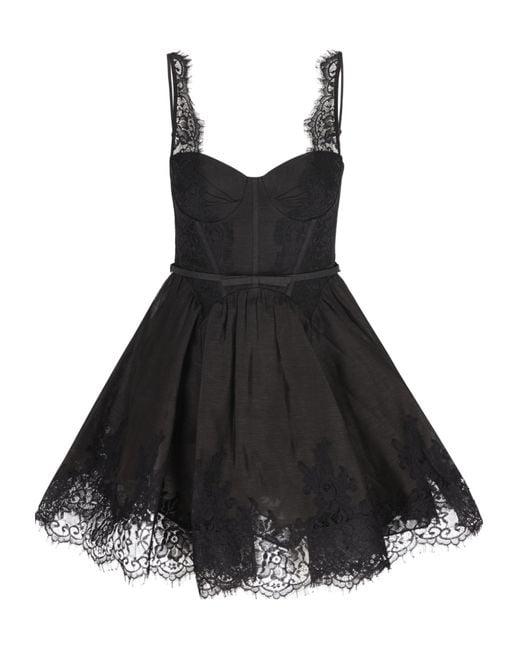 Zimmermann Black Lace Bustier Mini Dress