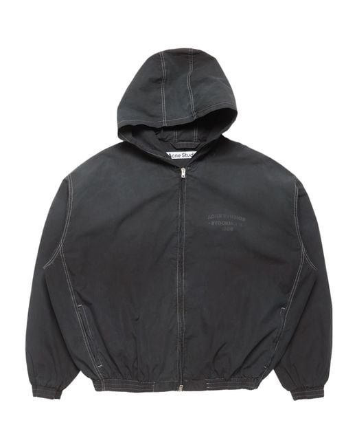 Acne Black Logo-Print Zip-Up Hoodie for men