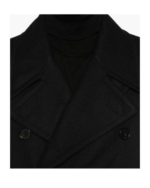 Caruso Black Corsaro Double-Breasted Coat for men