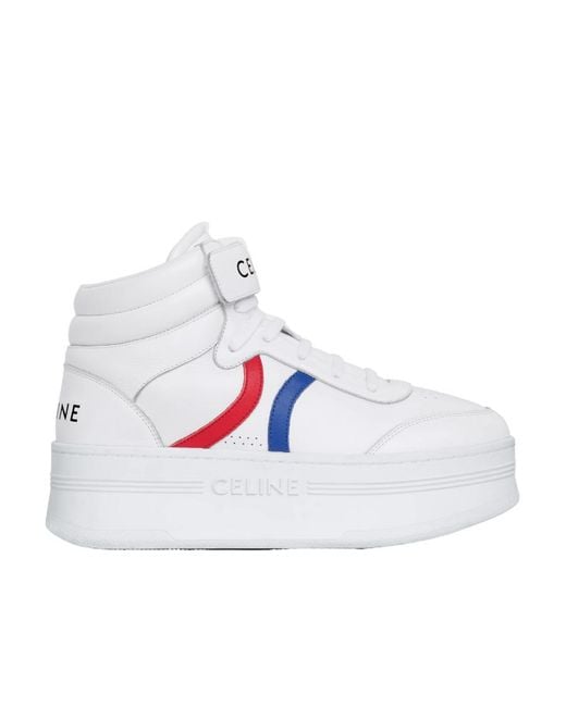 【CELINE】MID-TOP SNEAKERS Celine Women's Block with Wedge Optic White Mid Top Sneakers