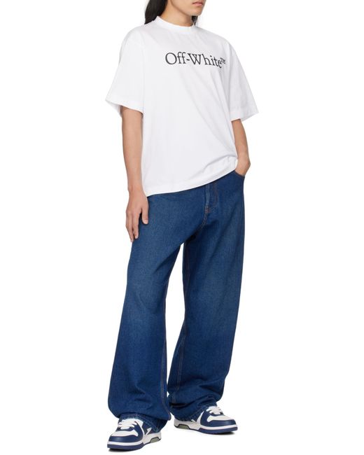 Off-White c/o Virgil Abloh Gray Big Bookish Skate Crewneck T-Shirt for men