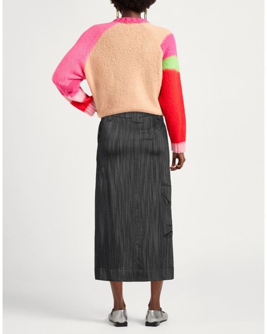 Ganni Black Fashion Solid Color High-Waist A-Line Midi Skirt