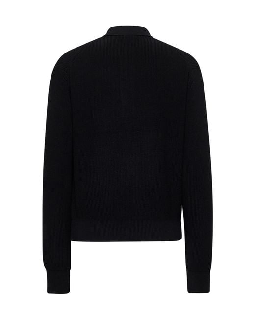 Studio Nicholson Black Chesapeake Long Sleeved Polo Top