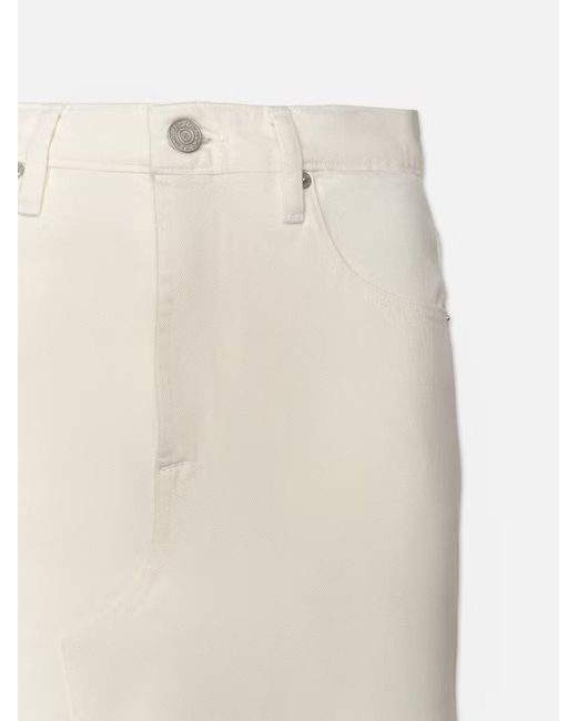 FRAME White The Midaxi Frayed Edge Denim Midi Skirt