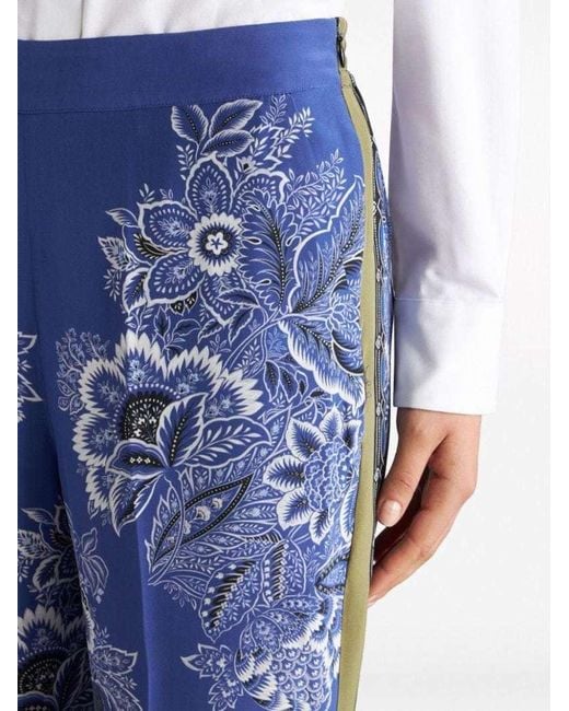 Etro Blue Bandana Print Straight-Leg Trousers